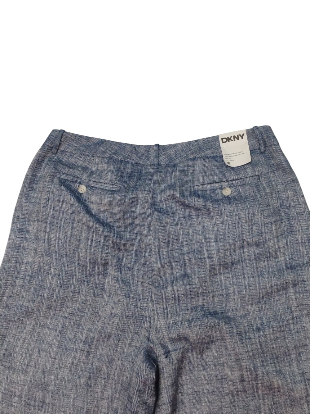 DKNY Wide-Leg High-Waist Trousers Linen Blue SZ 16 NWT - Picture 4 of 8